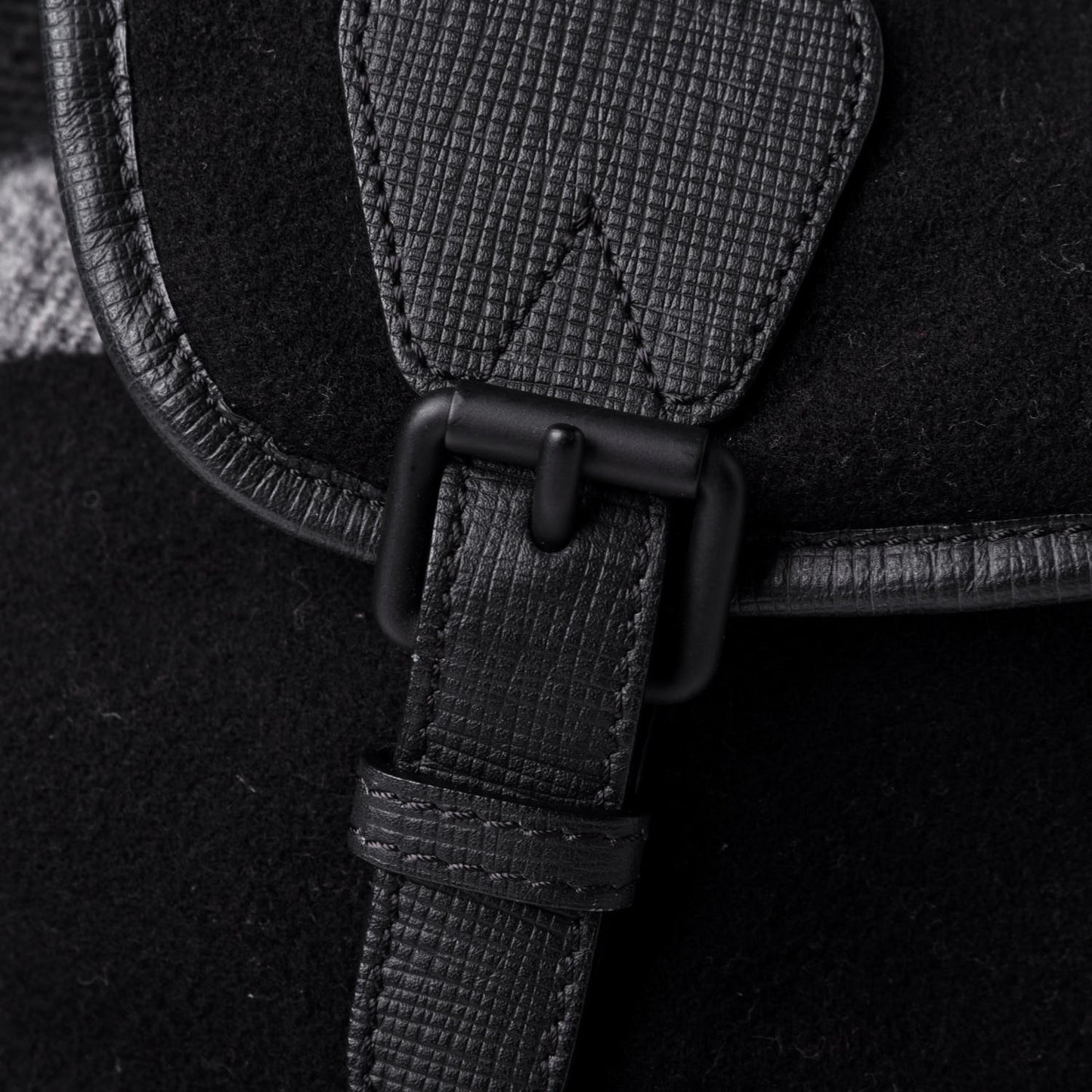 Wool House Check Large Rucksack Backpack Black