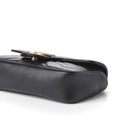 Gucci Calfskin Matelasse Super Mini GG Marmont Shoulder Bag Black 7 of 12