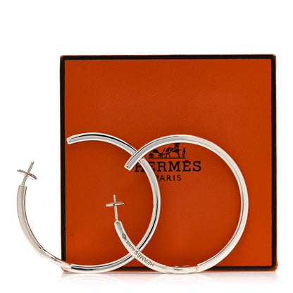 Hermes Sterling Silver GM Chain d'Ancre Enchainee Hoop Earrings 5 of 5