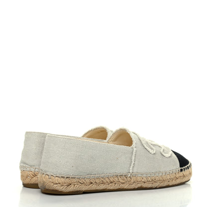 Chanel Linen CC Espadrilles 38 Beige Black 4 of 14