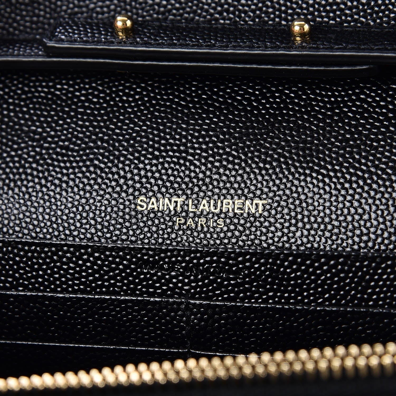 Saint Laurent Grain De Poudre Matelasse Chevron Monogram Chain Wallet Black 6 of 8