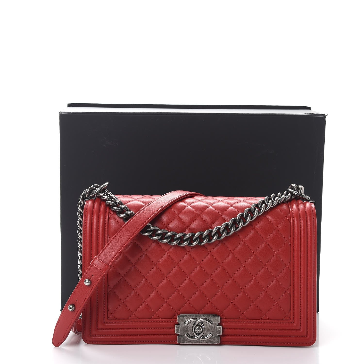 Chanel Lambskin Quilted New Medium Boy Flap Red 8 of 8