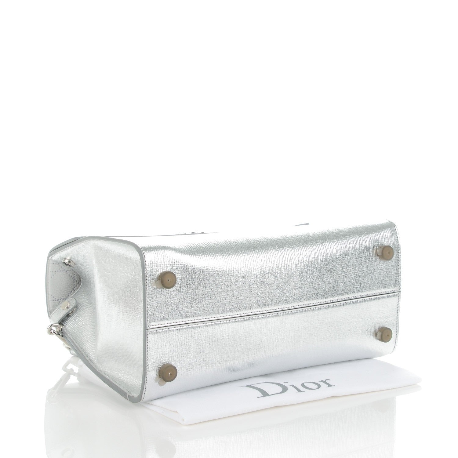 Christian Dior Grained Leather Medium Diorever Flap Silver 4 of 9