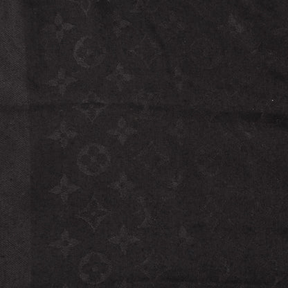Louis Vuitton Silk Wool Monogram Shawl Black 1 of 5