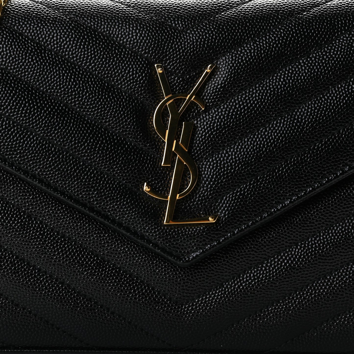 Grain De Poudre Matelasse Chevron Monogram Chain Wallet Black