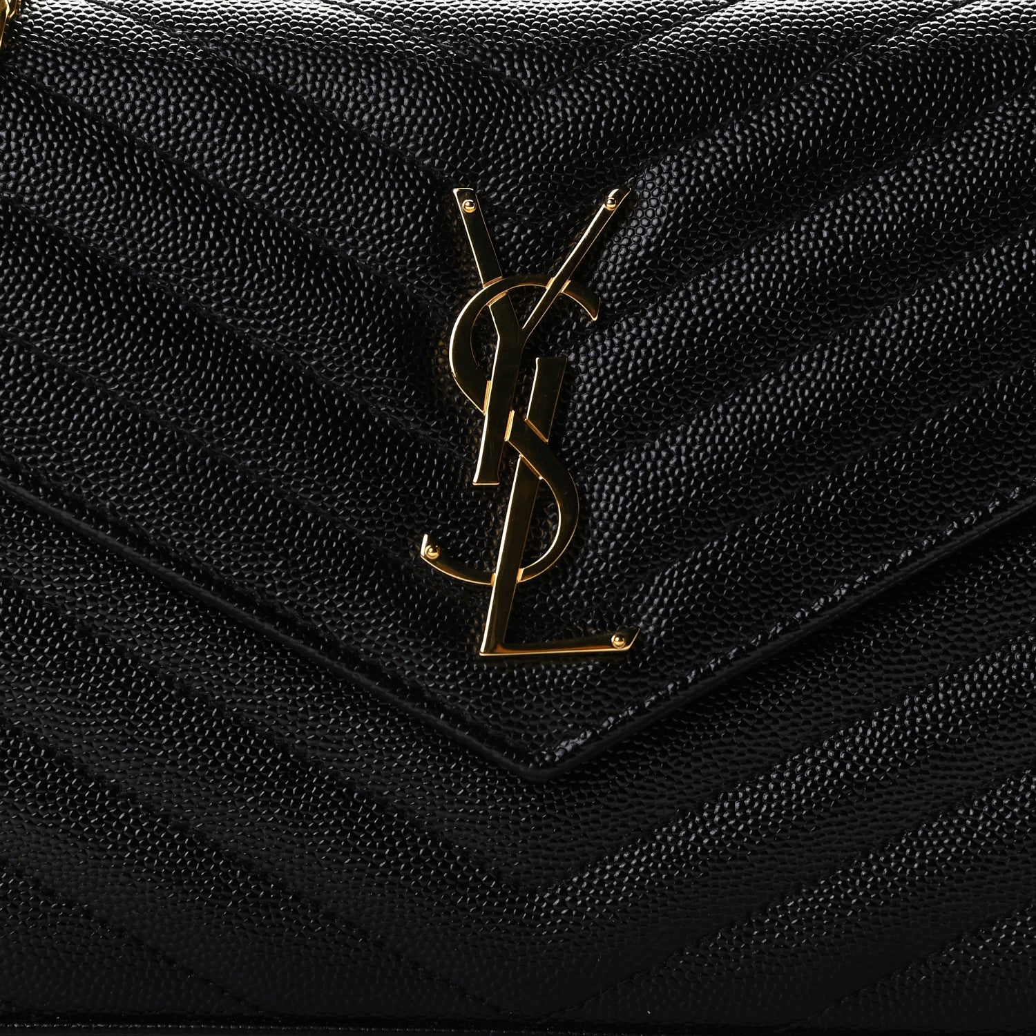 Saint Laurent Grain De Poudre Matelasse Chevron Monogram Chain Wallet Black 10 of 11