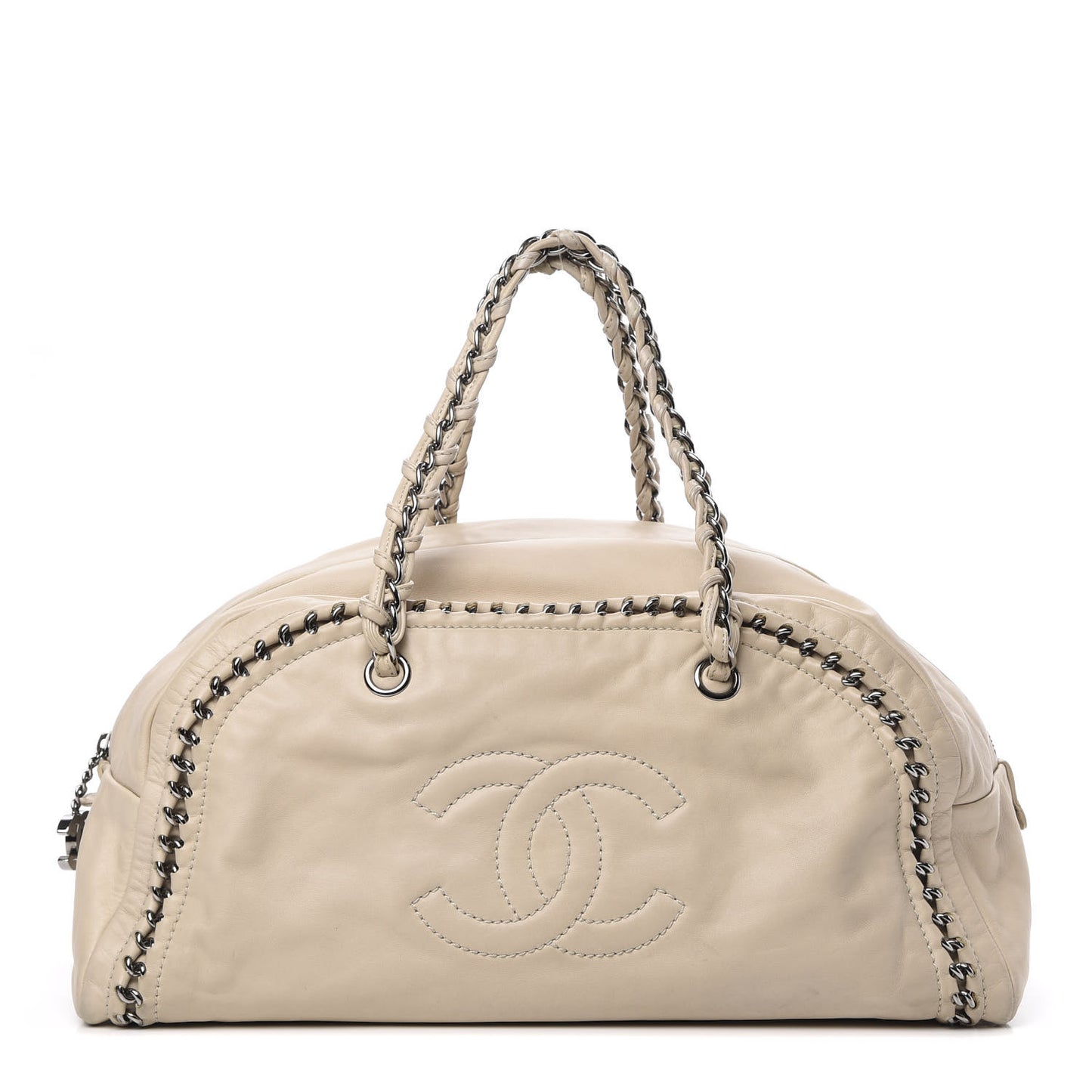 Smooth Calfskin Large Luxe Ligne Bowler Light Beige