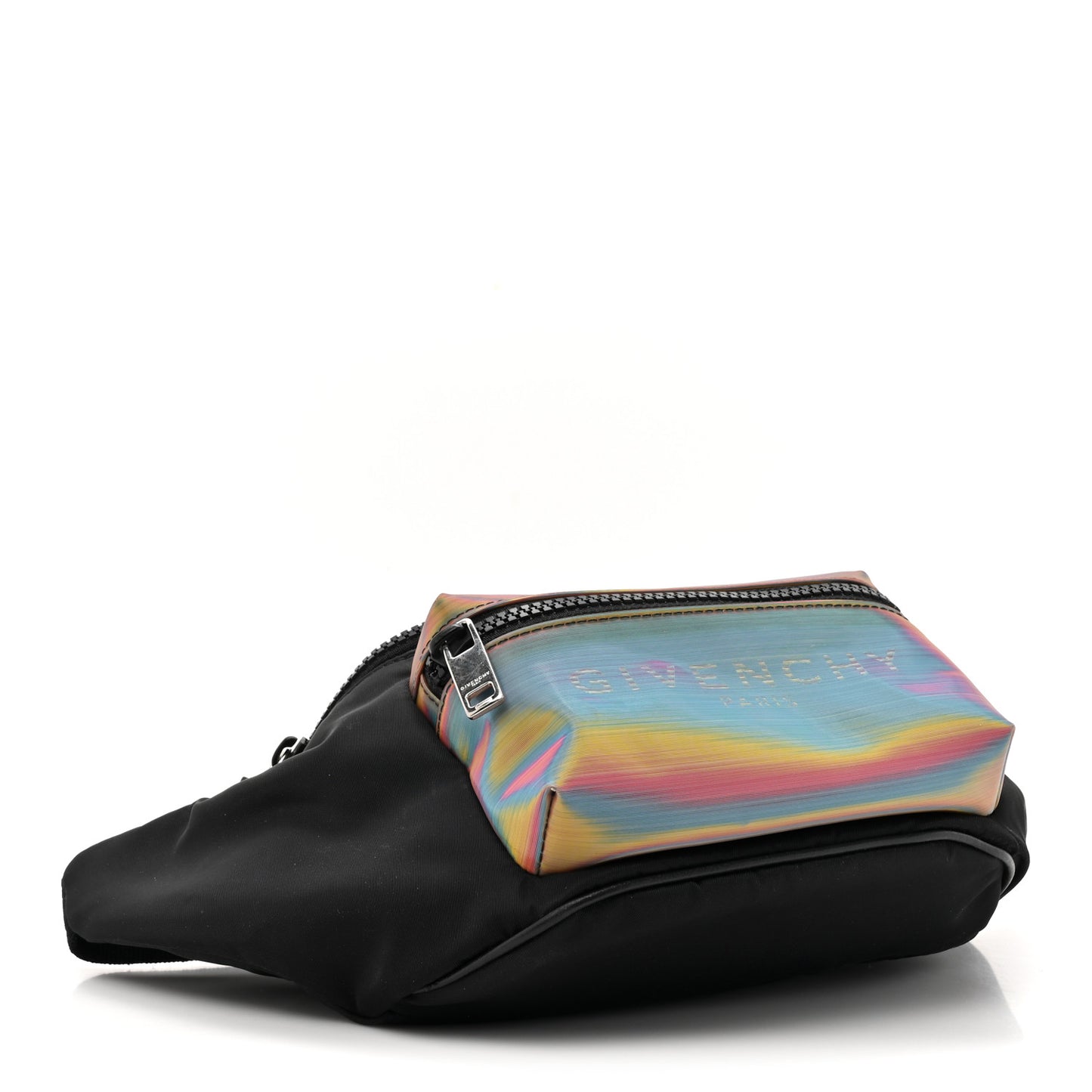Nylon Rainbow Hologram Belt Bag Black