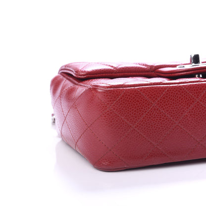Chanel Caviar Quilted Mini Rectangular Flap Dark Red 7 of 9