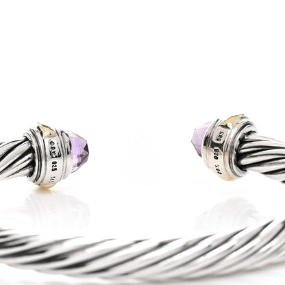 David Yurman Sterling Silver 14K Yellow Gold Amethyst 7mm Cable Classics Bracelet 3 of 3