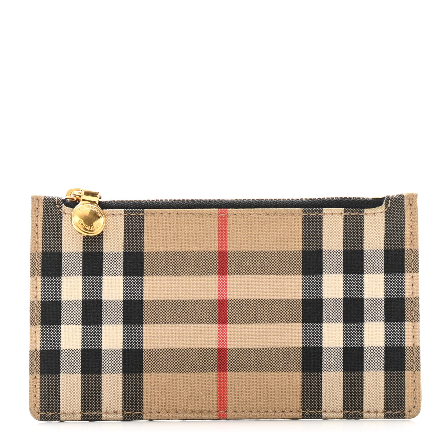 Burberry Vintage Check Calfskin Coin Case Card Holder Black 1 of 6