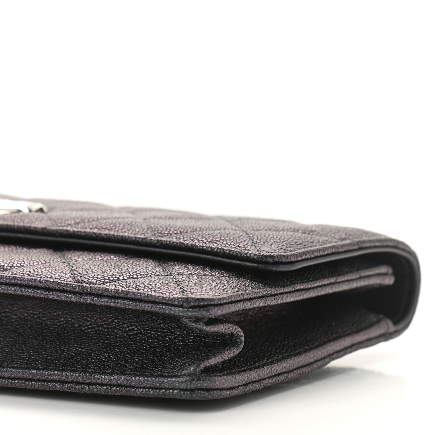 Chanel Iridescent Caviar Quilted Classic Pouch Clutch Black 12 of 13