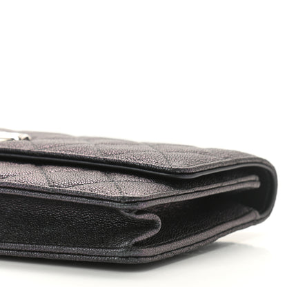 Chanel Iridescent Caviar Quilted Classic Pouch Clutch Black 12 of 13