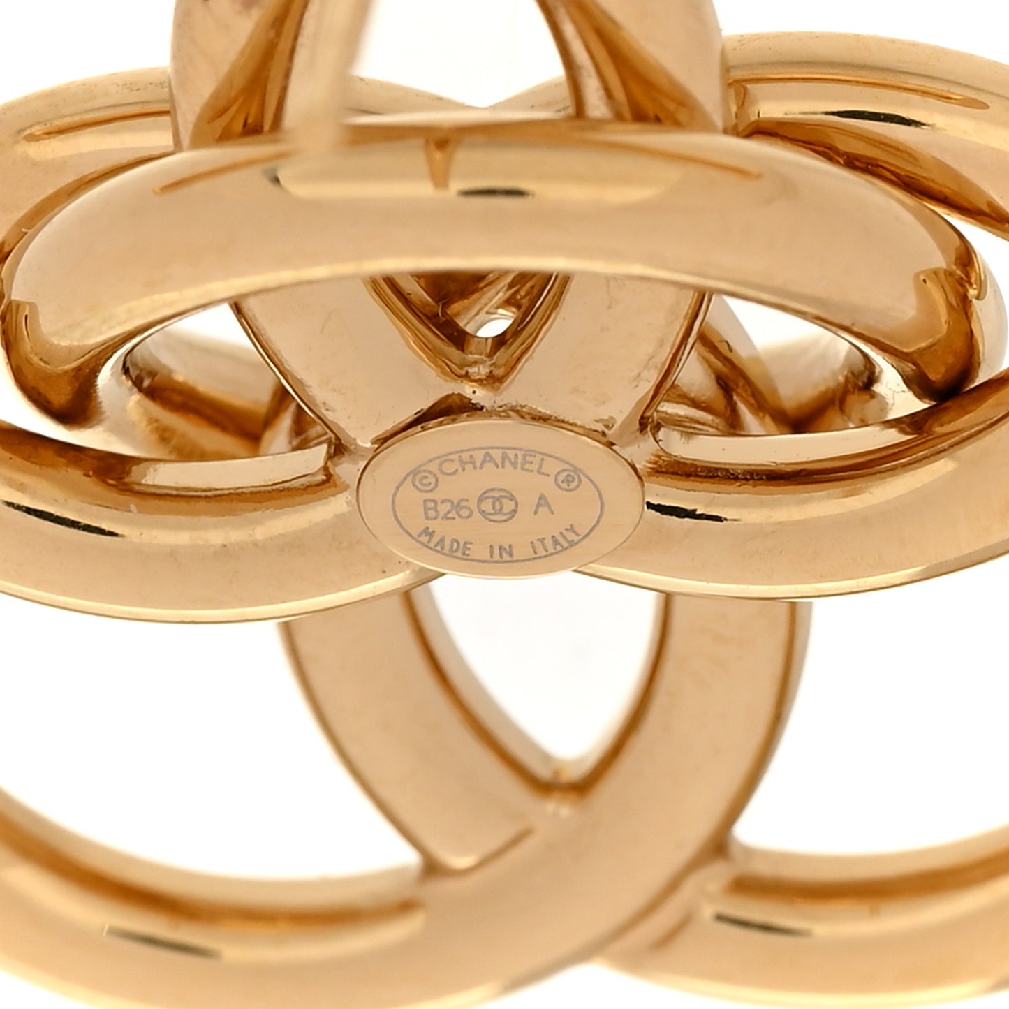 Metal Double CC Interlock Earrings Gold
