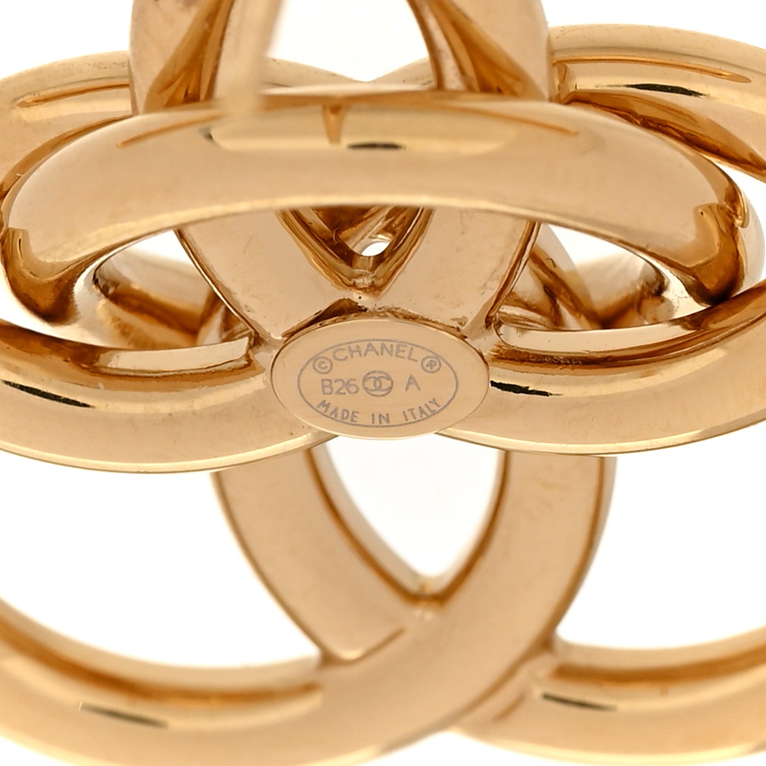 Chanel Metal Double CC Interlock Earrings Gold 4 of 5
