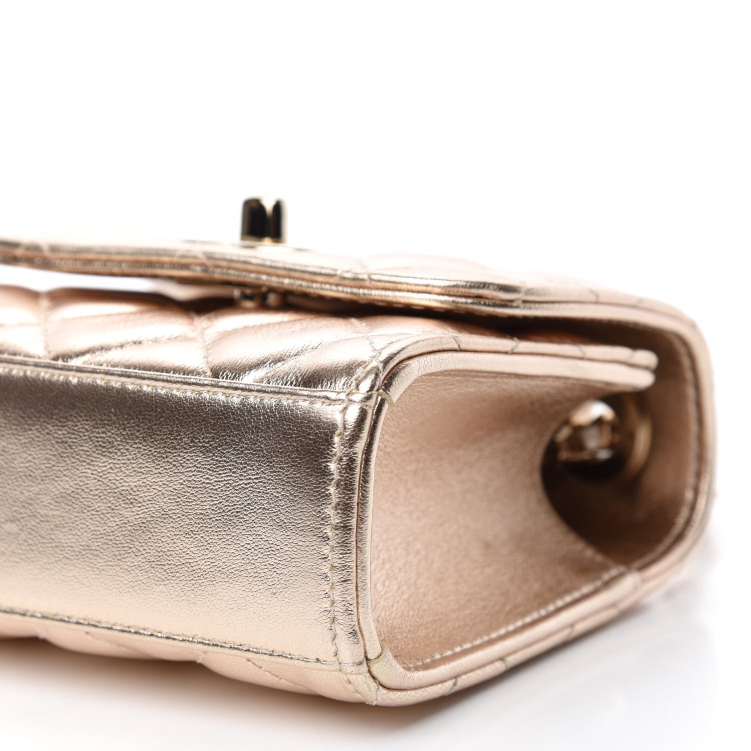 Chanel Metallic Lambskin Quilted Mini Trendy CC Clutch With Chain Gold 7 of 11