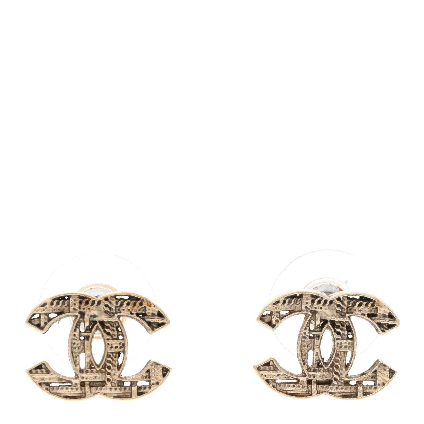 Tweed Effect CC Earrings Gold