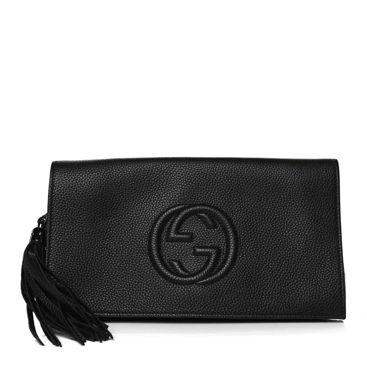 Pebbled Calfskin Medium Soho Clutch Black