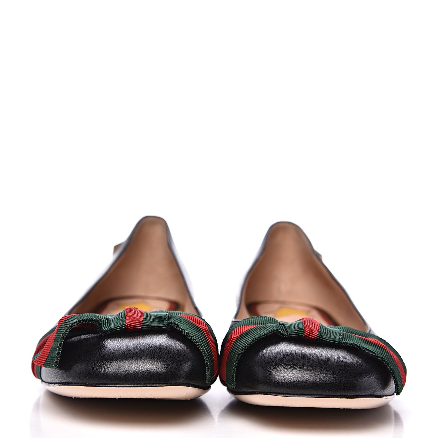 Calfskin Web Bow Ballerina Flats 36 Black