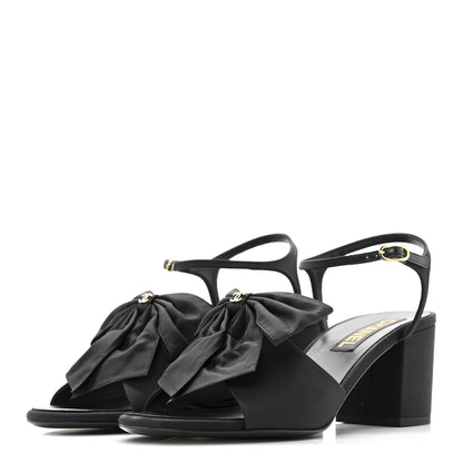 Chanel Silk Crystal Bow CC Sandals 40 Black 4 of 9