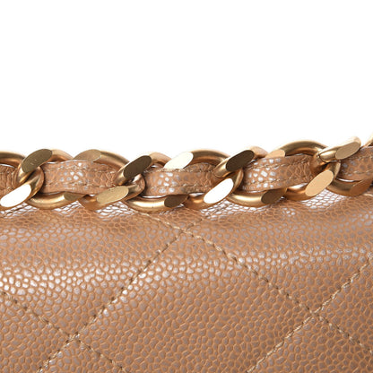 Chanel Metallic Caviar Quilted Medium Single Flap Beige 9 of 10