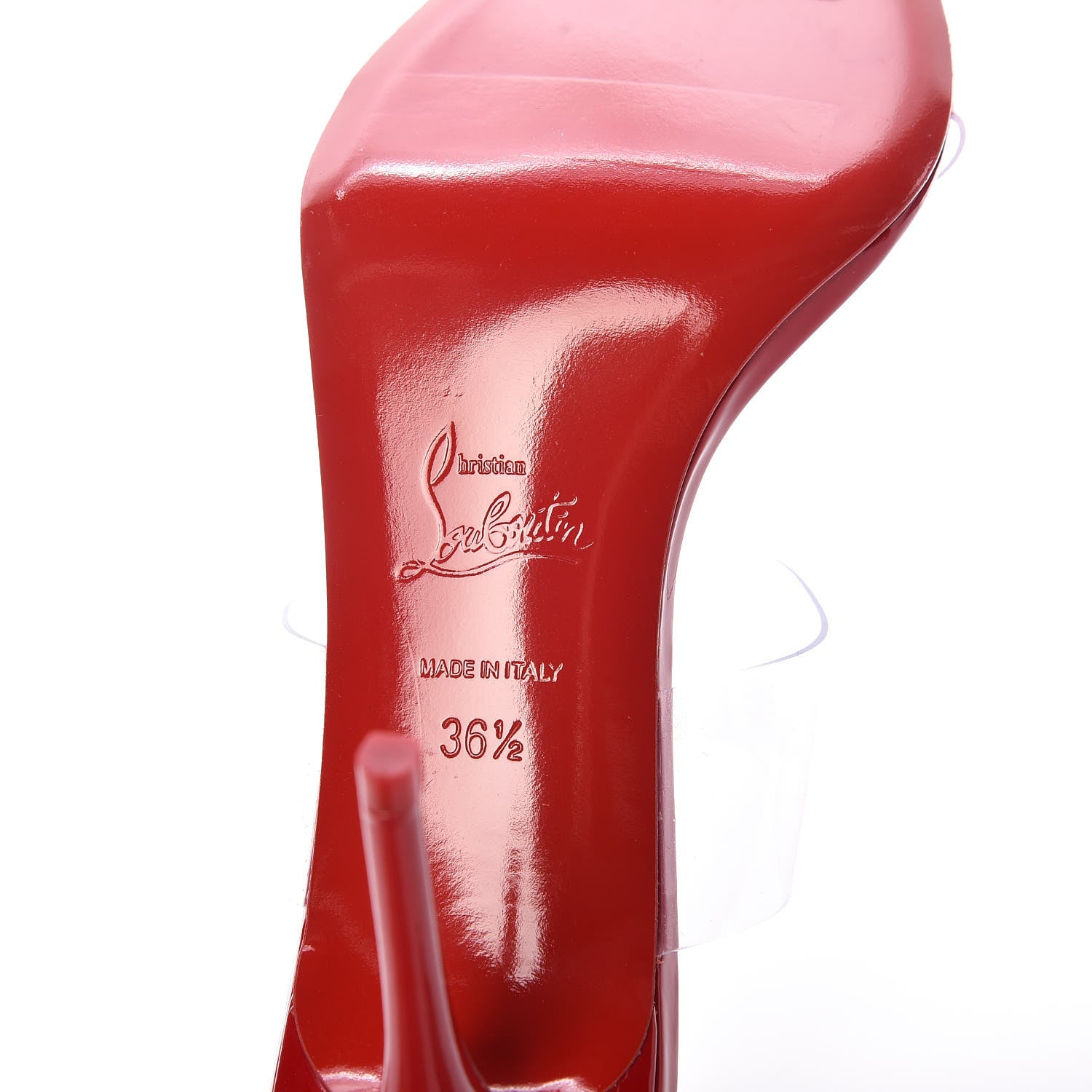 Christian Louboutin Patent PVC Just Nothing 85 Slide Sandals 36.5 Red 6 of 10
