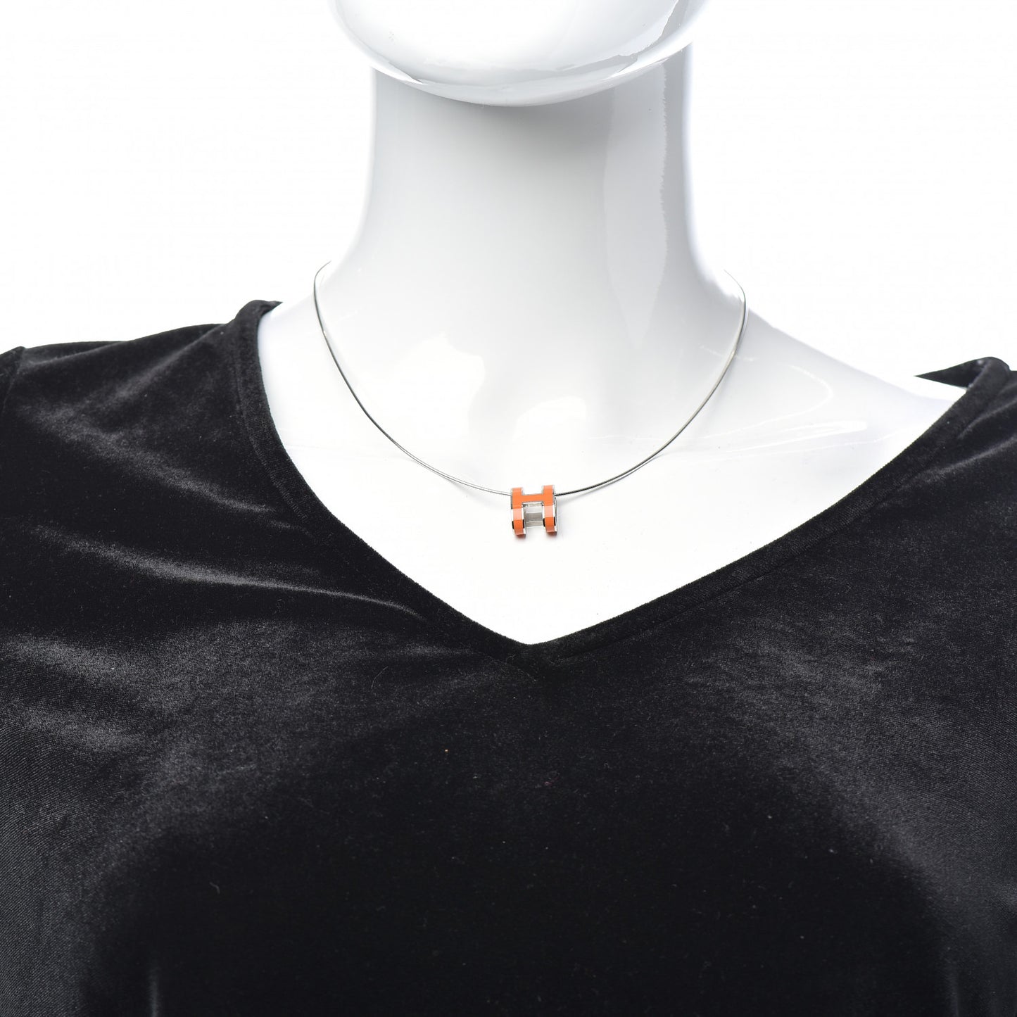 Lacquered Gold Pop H Pendant Necklace Orange