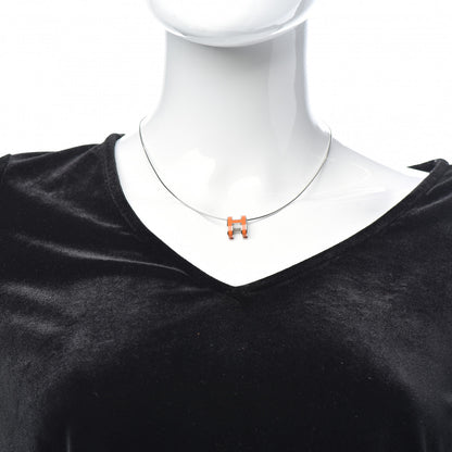 Hermes Lacquered Gold Pop H Pendant Necklace Orange 2 of 6