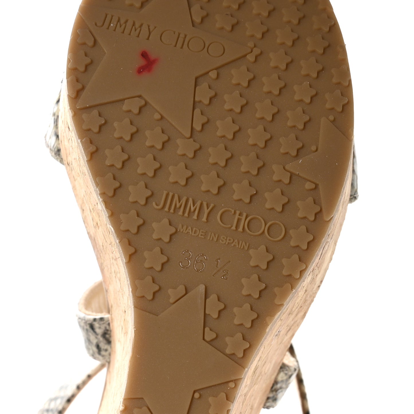 Snakeskin Cork Portia 120 Wedge Sandals 36.5 Natural