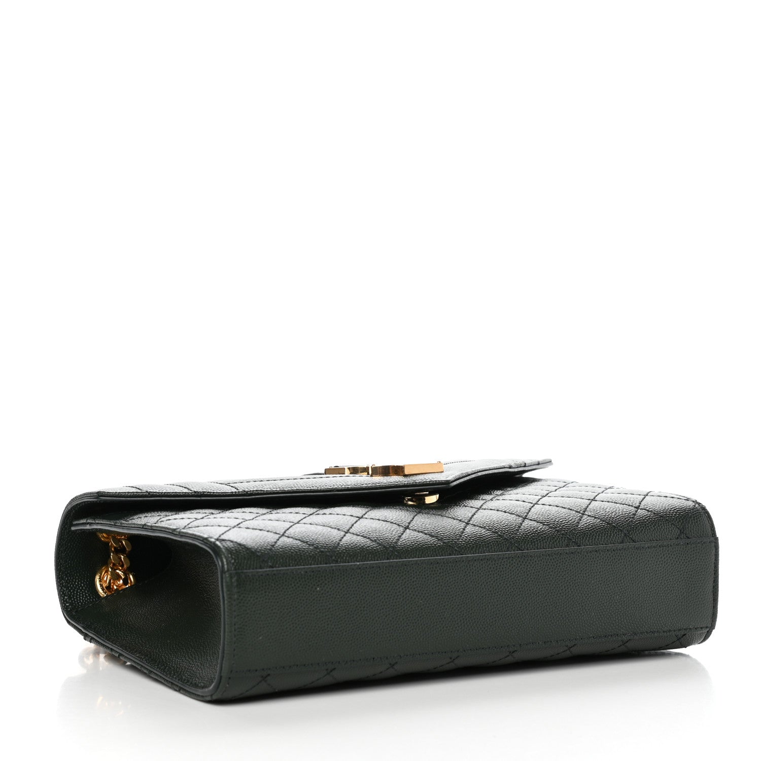 Saint Laurent Grain De Poudre Textured Mixed Matelasse Medium Triquilt Monogram Satchel Vert Fonce 4 of 10