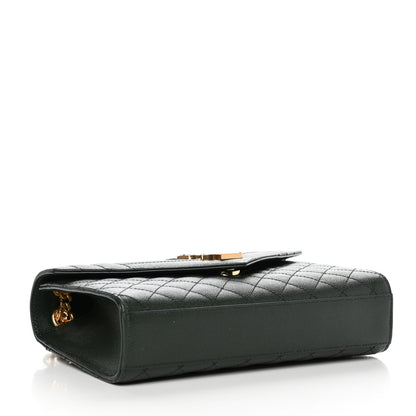 Saint Laurent Grain De Poudre Textured Mixed Matelasse Medium Triquilt Monogram Satchel Vert Fonce 4 of 10