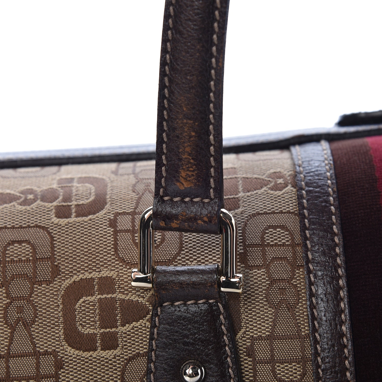 Gucci Horsebit Canvas Large Treasure Boston Tote Dark Brown 19 of 24