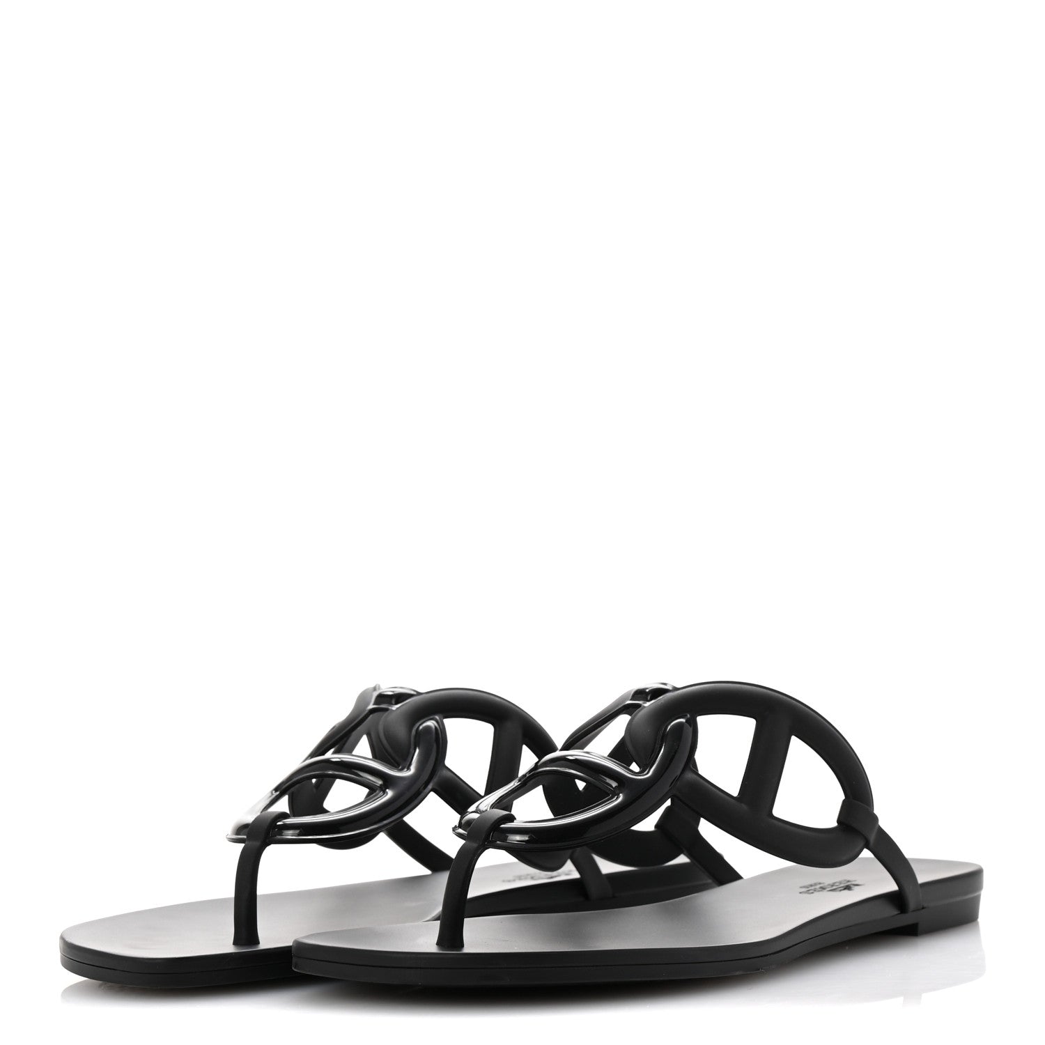 Hermes Rubber Womens Egerie Sandals 41 Black 4 of 9