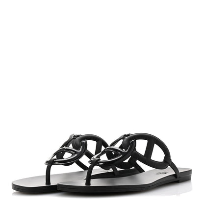 Hermes Rubber Womens Egerie Sandals 41 Black 4 of 9