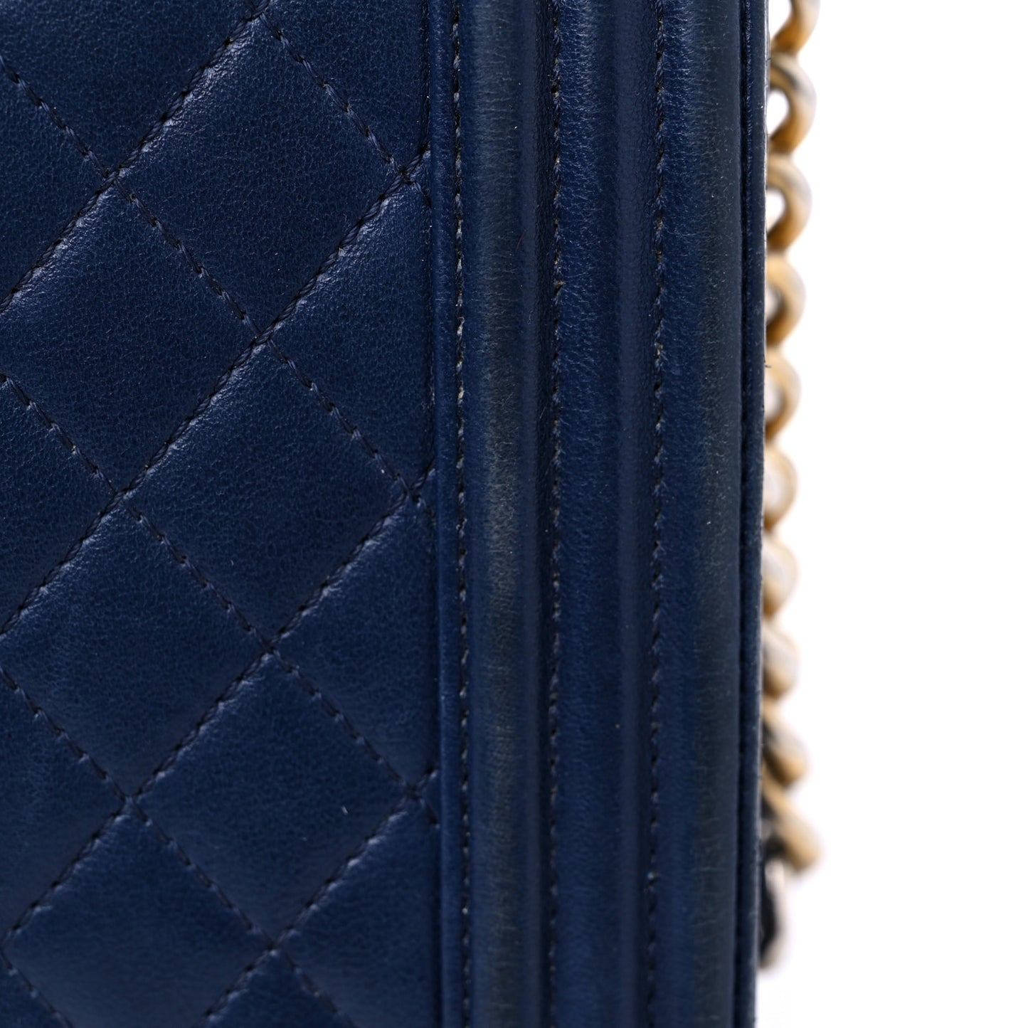Lambskin Quilted New Medium Boy Flap Dark Blue
