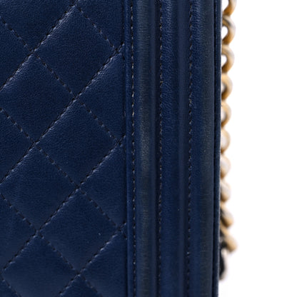 Chanel Lambskin Quilted New Medium Boy Flap Dark Blue 14 of 18