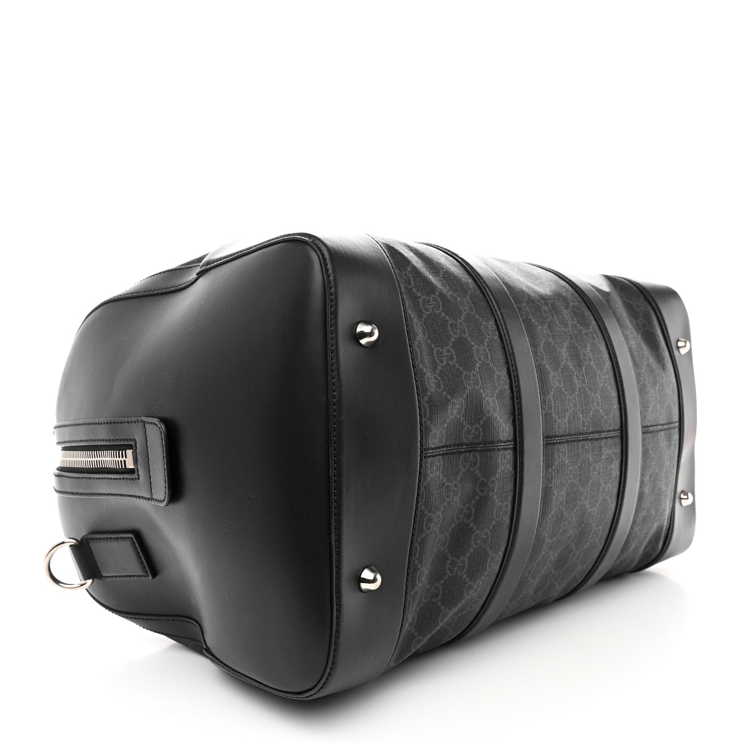 Gucci Soft GG Supreme Monogram Appia Calfskin Web Medium Carry On Duffle Bag Black Grey 3 of 11