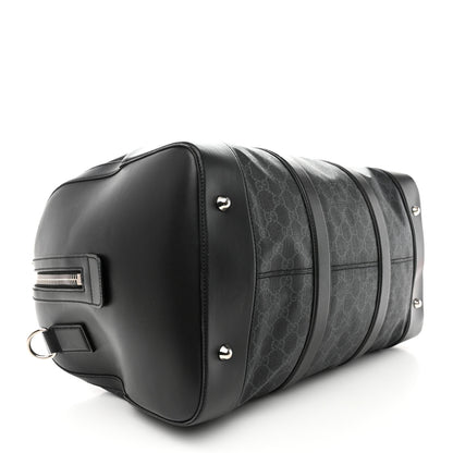 Gucci Soft GG Supreme Monogram Appia Calfskin Web Medium Carry On Duffle Bag Black Grey 3 of 11