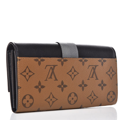 Louis Vuitton Calfskin Reverse Monogram Column Sarah Wallet Black 3 of 9