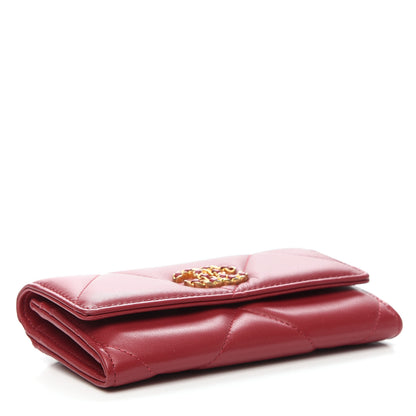 Chanel Goatskin Quilted Chanel 19 Flap Wallet Dark Pink 4 of 8