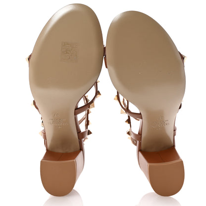 Valentino Garavani Calfskin Rockstud 60mm City Sandals 37 Saddle Brown 6 of 9
