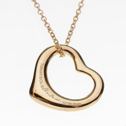 Tiffany 18K Yellow Gold Elsa Peretti Small Open Heart Pendant Necklace 4 of 10