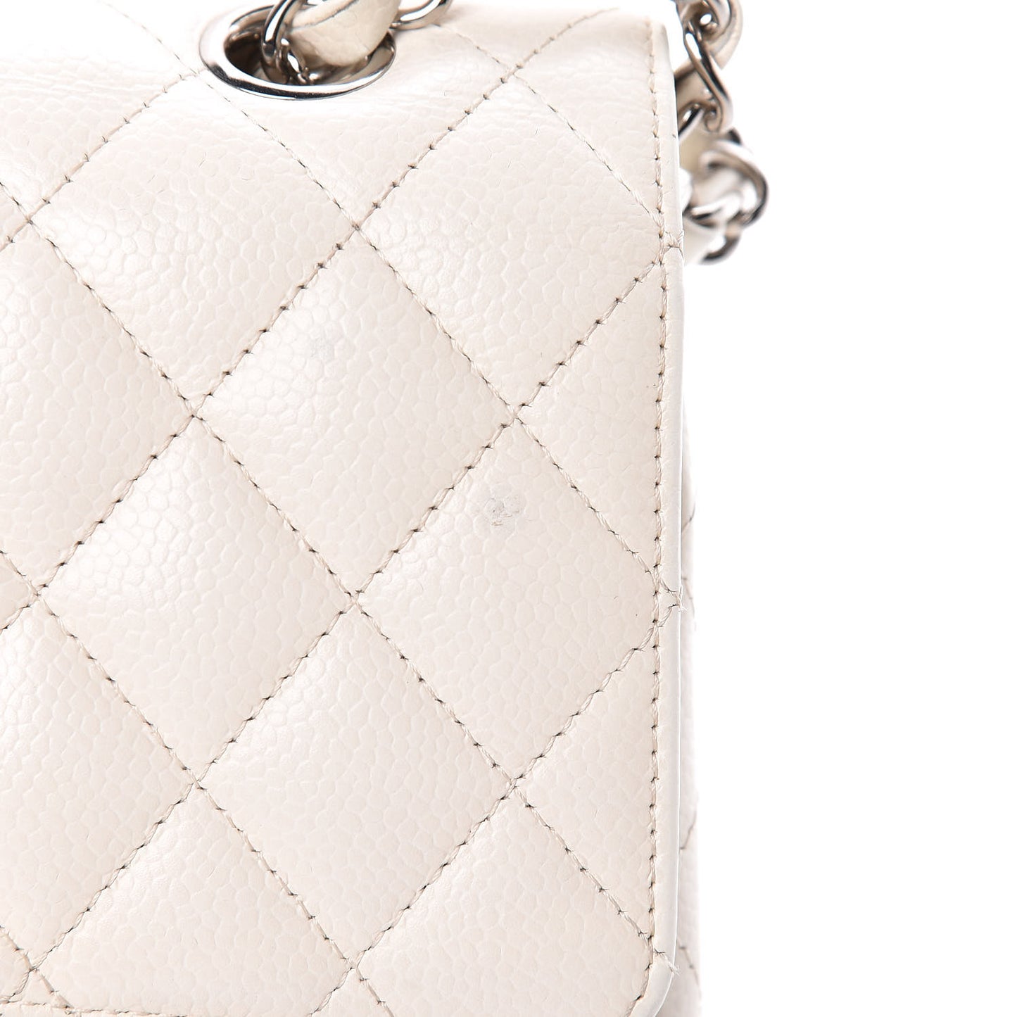 Caviar Quilted Medium Double Flap White