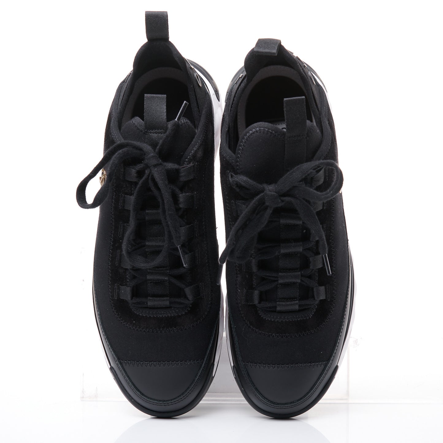 Velvet Calfskin Mixed Fibers CC Sneakers 41 Black