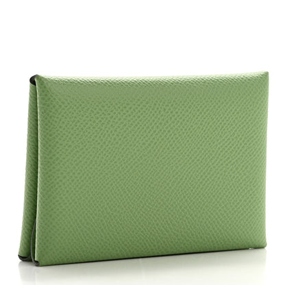 Hermes Epsom Calvi Duo Card Case Vert Criquet 3 of 8