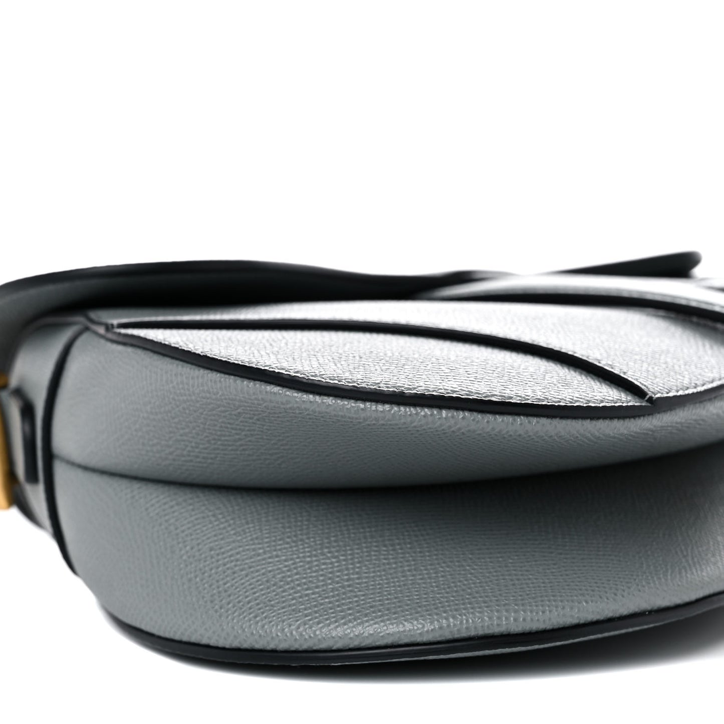 Grained Calfskin Saddle Bag Grey Stone