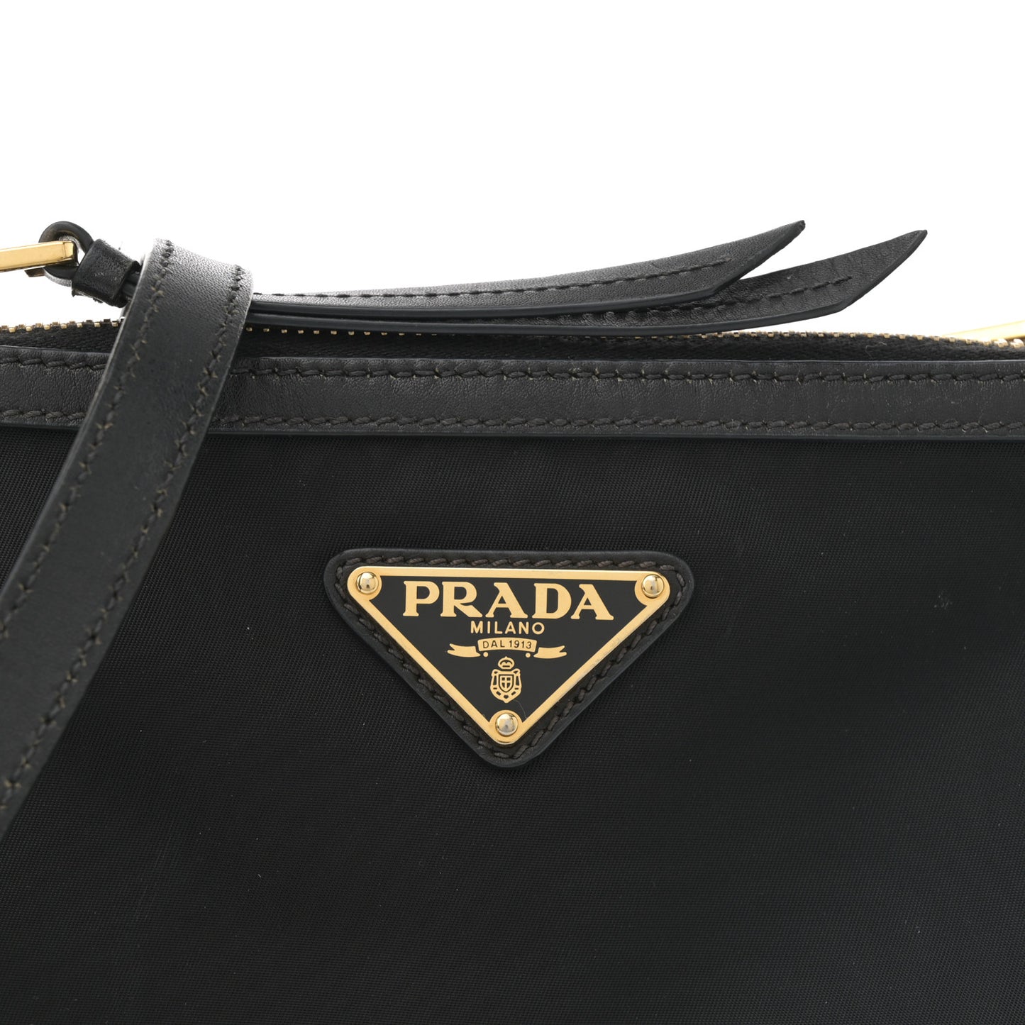 Tessuto Nylon Soft Calf Double Zip Crossbody Bag Black