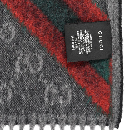 Gucci Wool Angora Monogram Web New Nikky Scarf Lead Dark Green 4 of 5