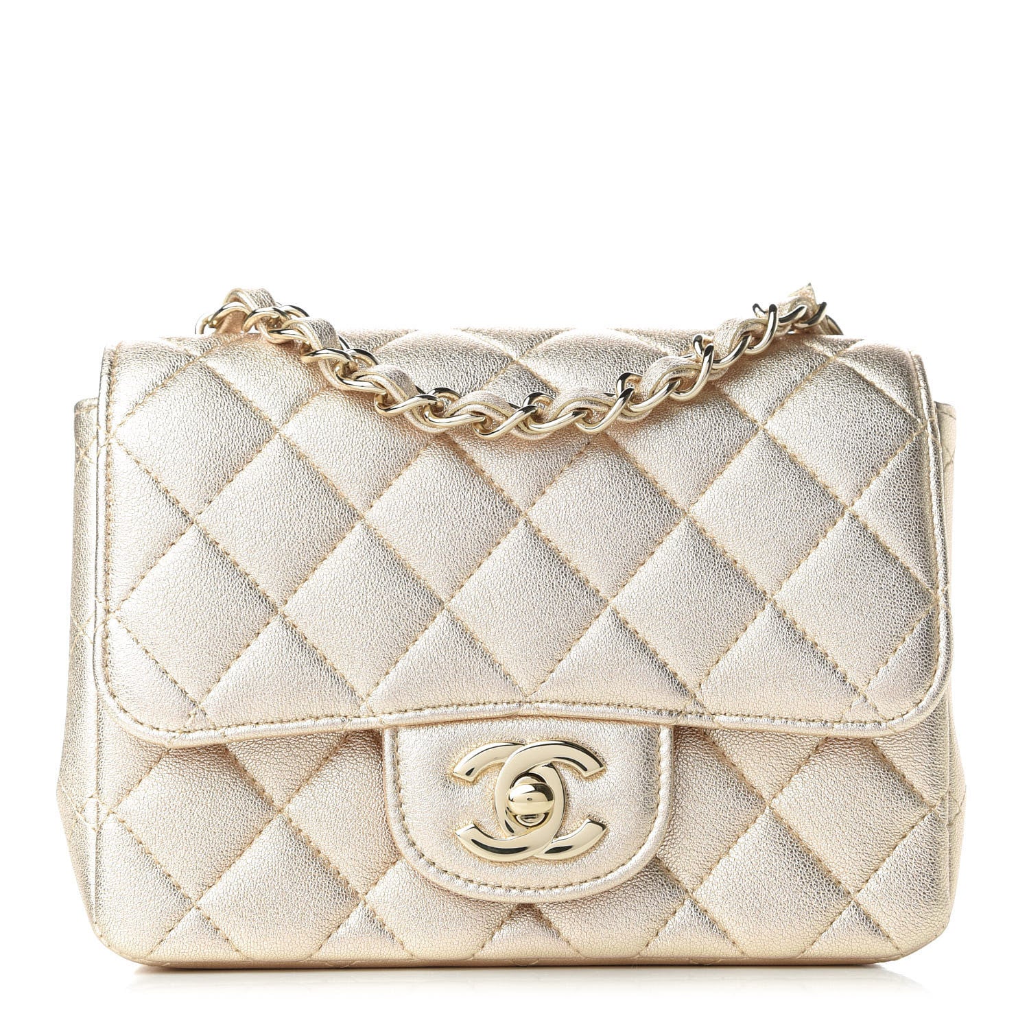 Chanel Metallic Lambskin Quilted Mini Square Flap Gold 1 of 9