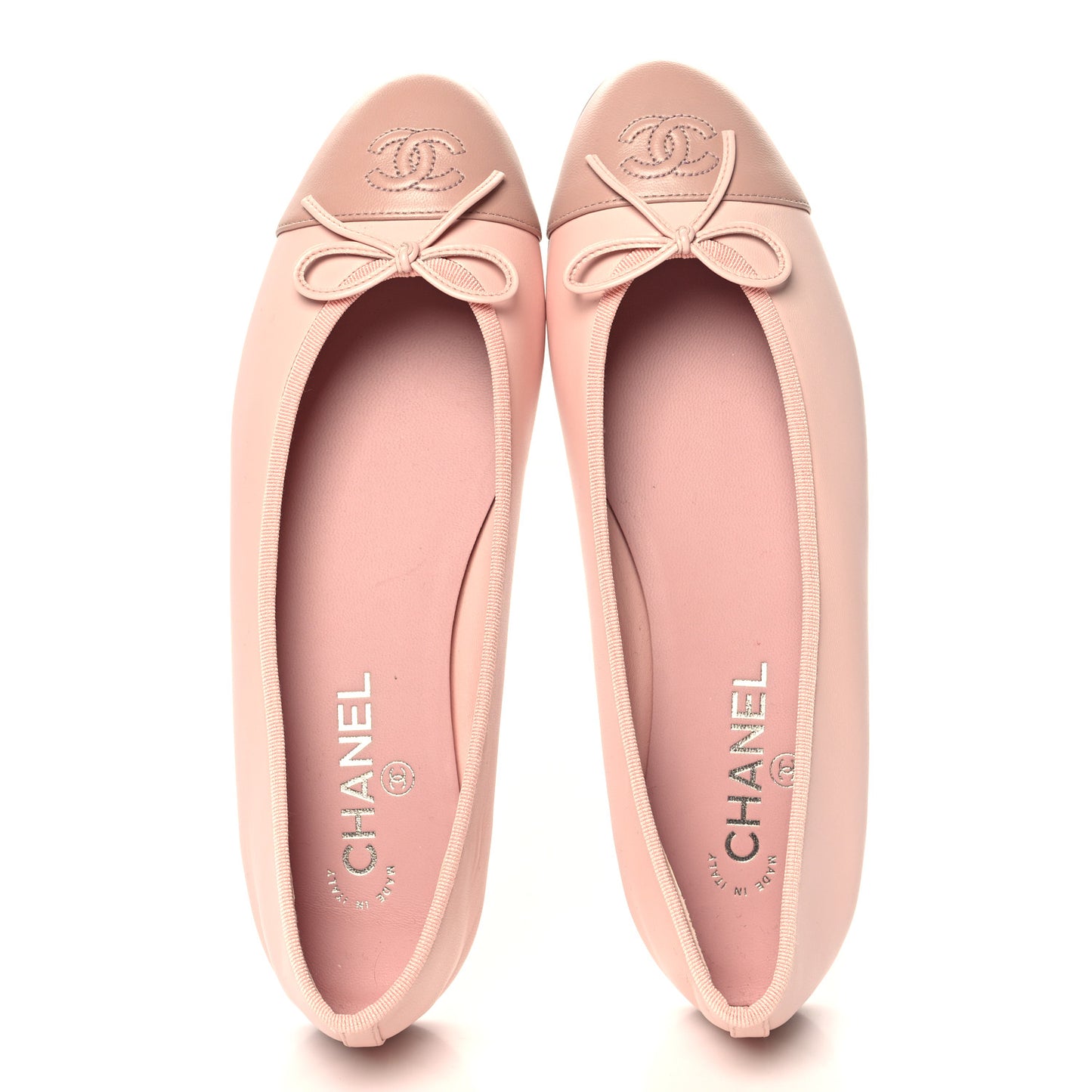 Lambskin Cap Toe CC Ballerina Flats 40.5 Light Pink CHANEL Lambskin Cap Toe CC Ballerina Flats 40.5 Light Pink Dark Pink